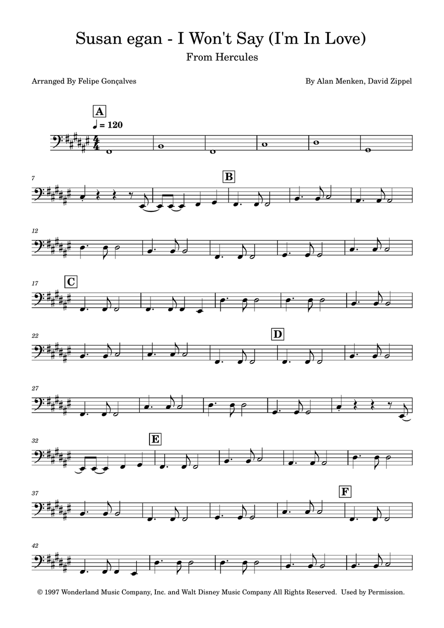 I Won't Say (I'm In Love) Double Bass scores gallery preview page 1