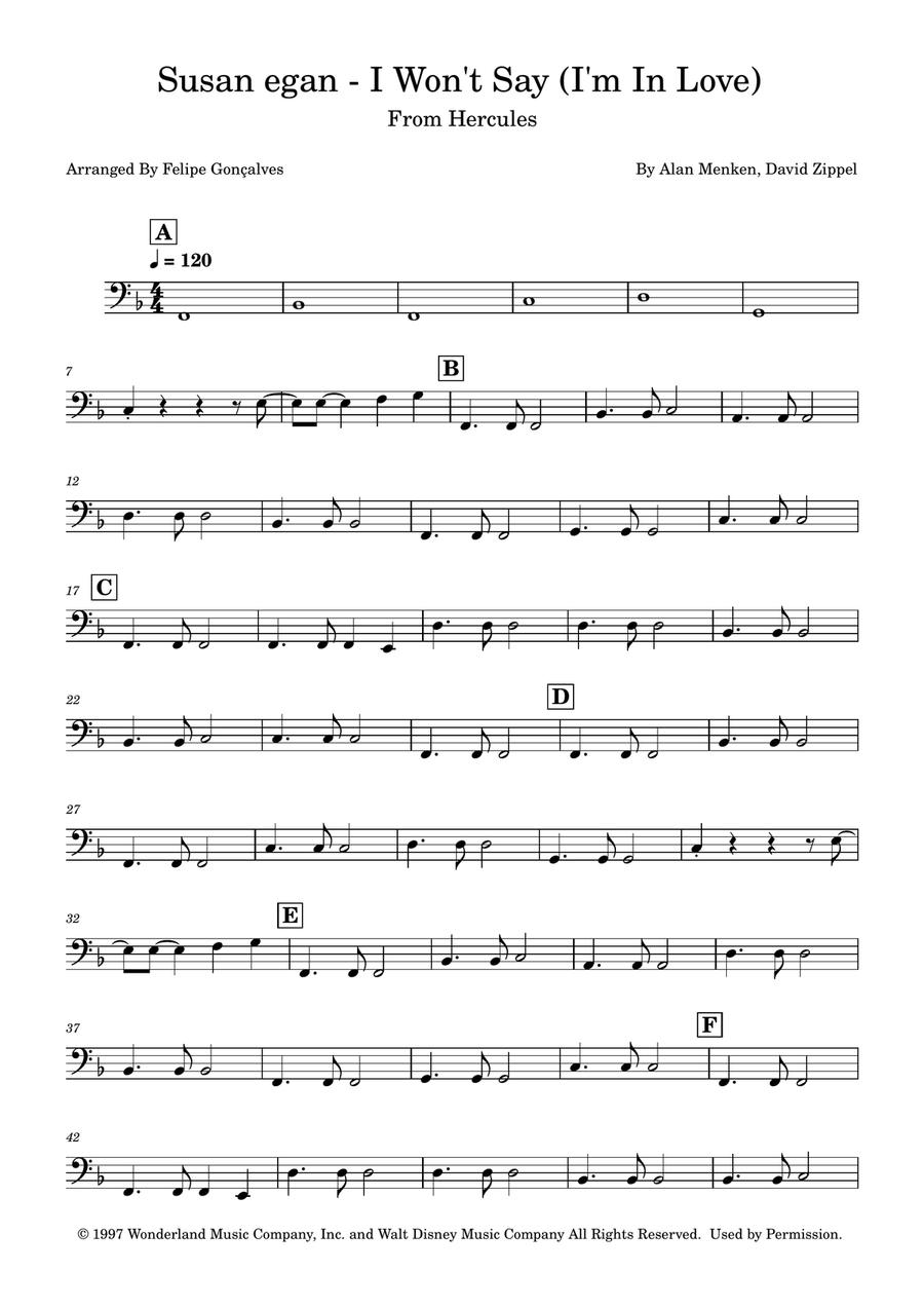 I Won't Say (I'm In Love) Double Bass scores gallery preview page 1