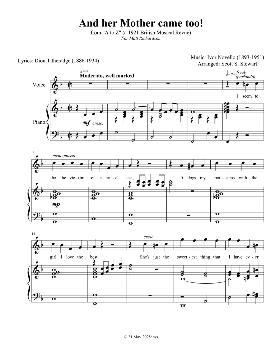 And her Mother came too! And her Mother came too! Piano, Vocal scores gallery preview page 1