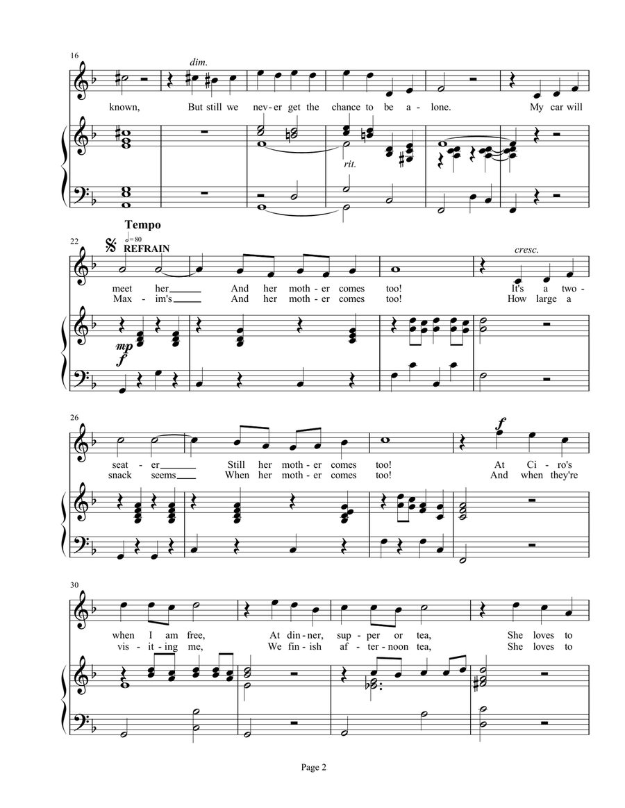 And her Mother came too! And her Mother came too! Piano, Vocal scores gallery preview page 2