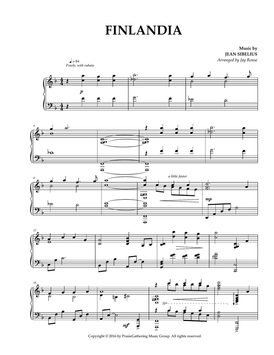Finlandia Piano Solo scores gallery preview page 1