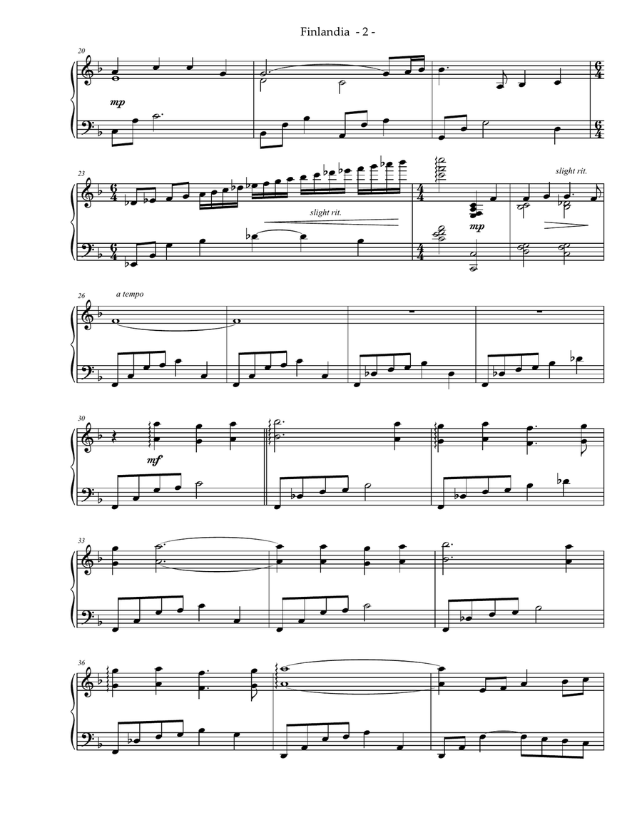 Finlandia Piano Solo scores gallery preview page 2