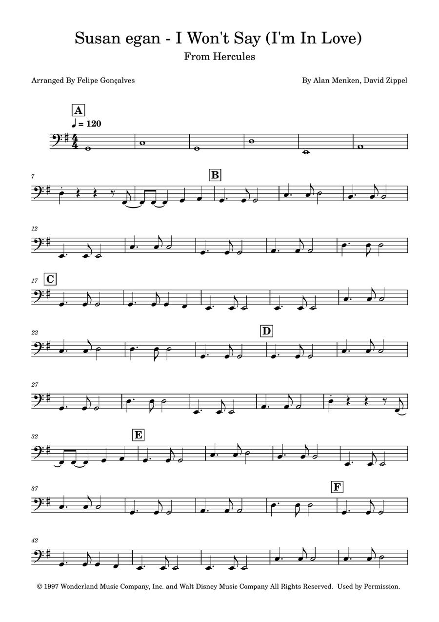 I Won't Say (I'm In Love) Double Bass scores gallery preview page 1