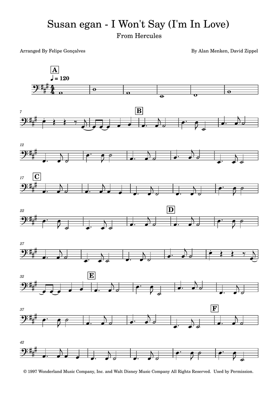 I Won't Say (I'm In Love) Double Bass scores gallery preview page 1