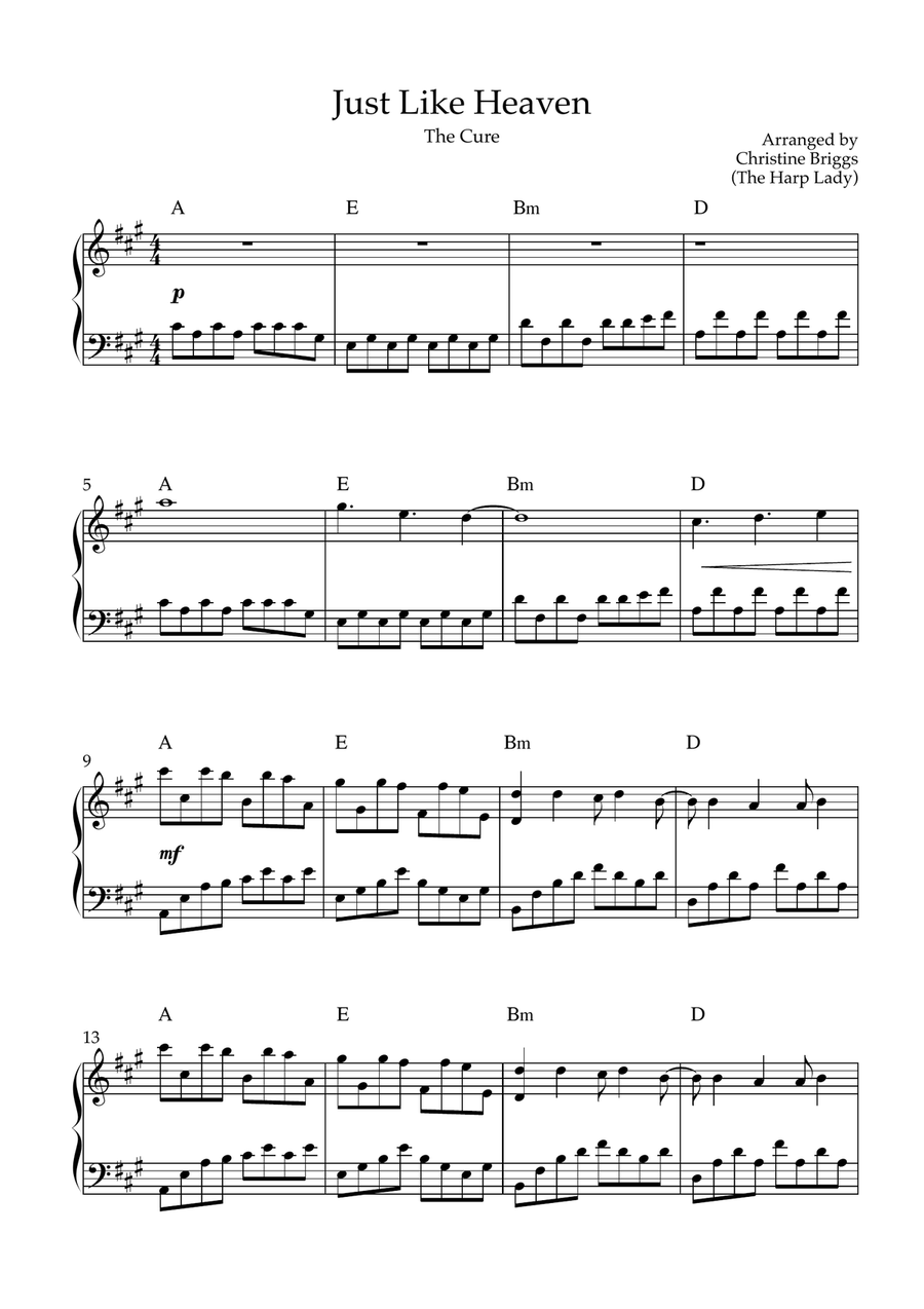 Just Like Heaven Just Like Heaven Harp scores gallery preview page 1