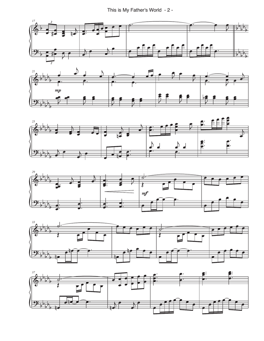 This Is My Father's World Piano Solo scores gallery preview page 2