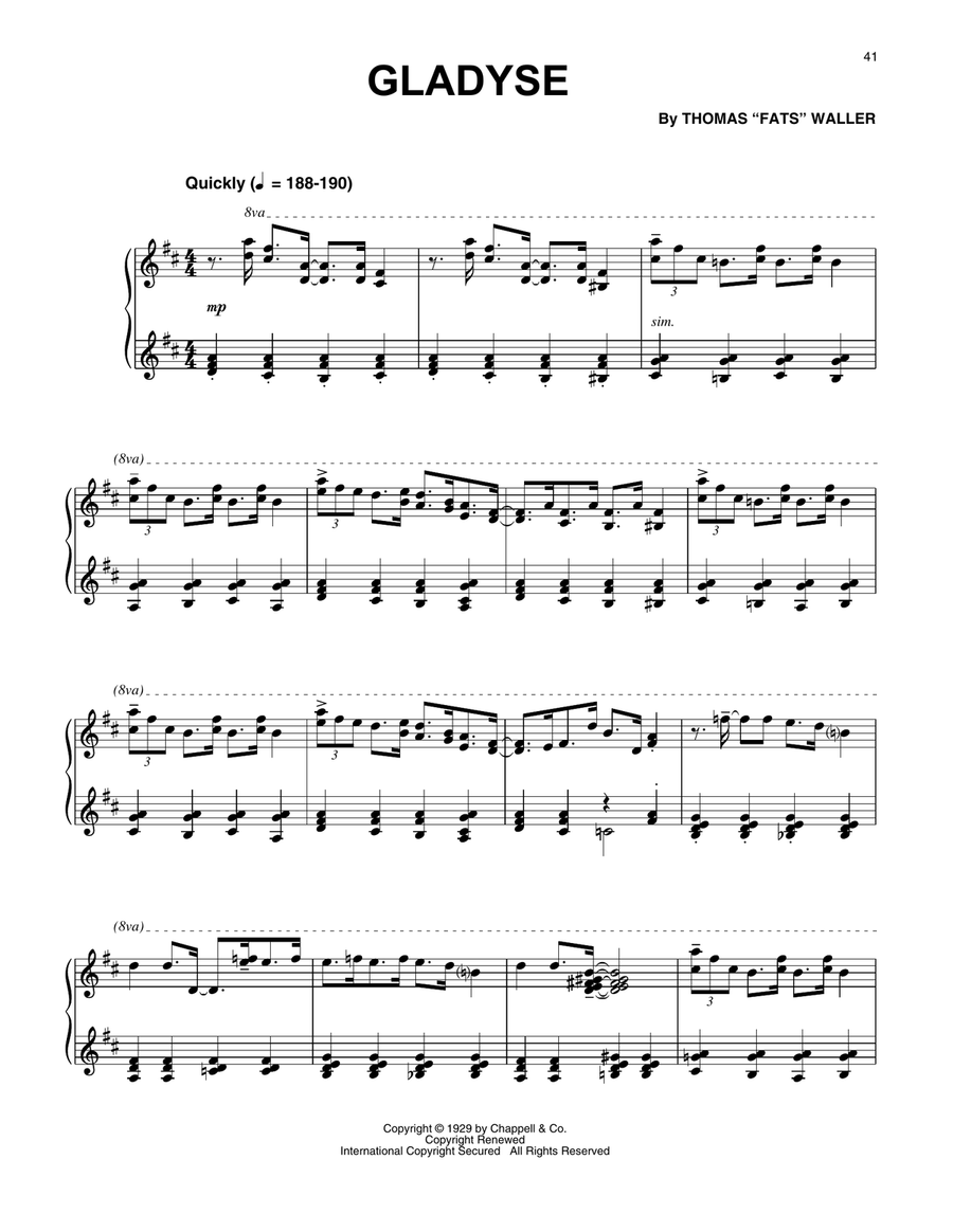 Gladyse Gladyse Piano Solo scores gallery preview page 1