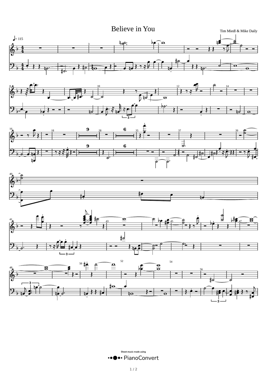 Believe in You Piano scores gallery preview page 1