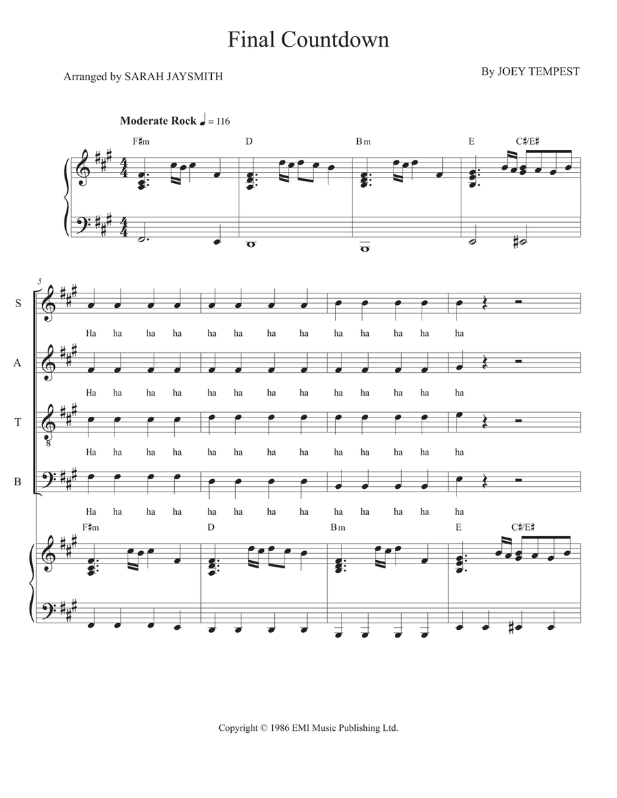 Final Countdown Divisi scores gallery preview page 1