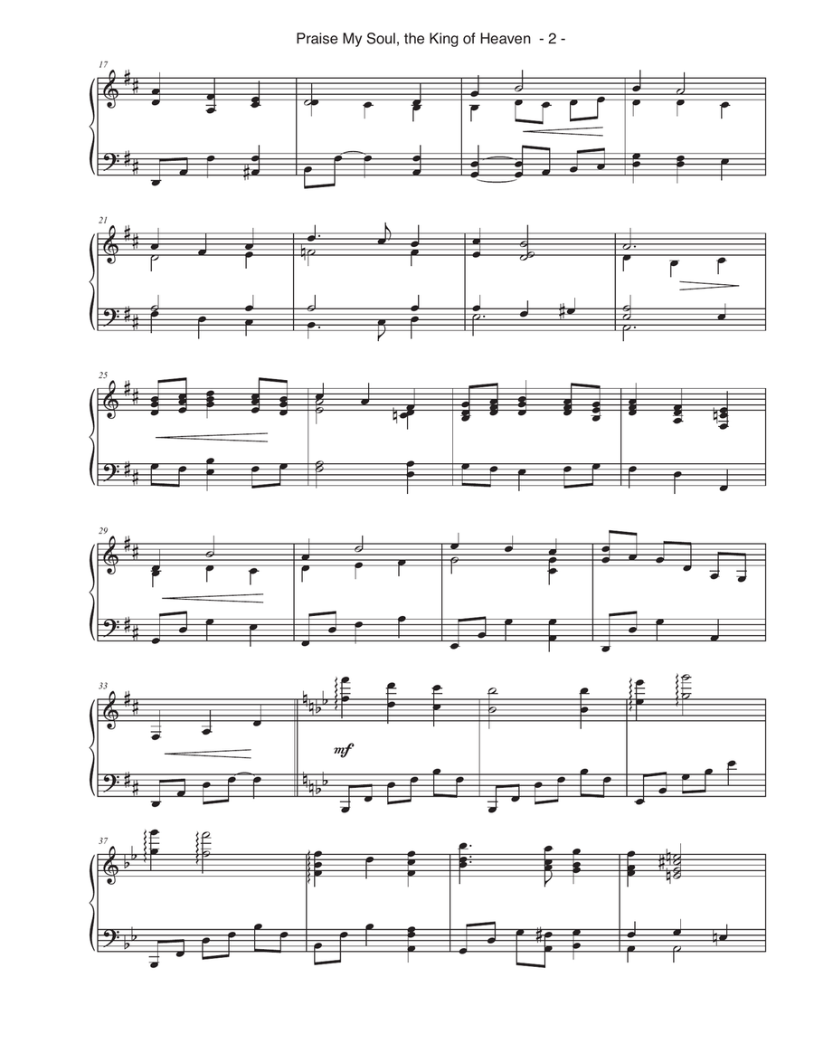Praise My Soul, the King of Heaven Piano Solo scores gallery preview page 2