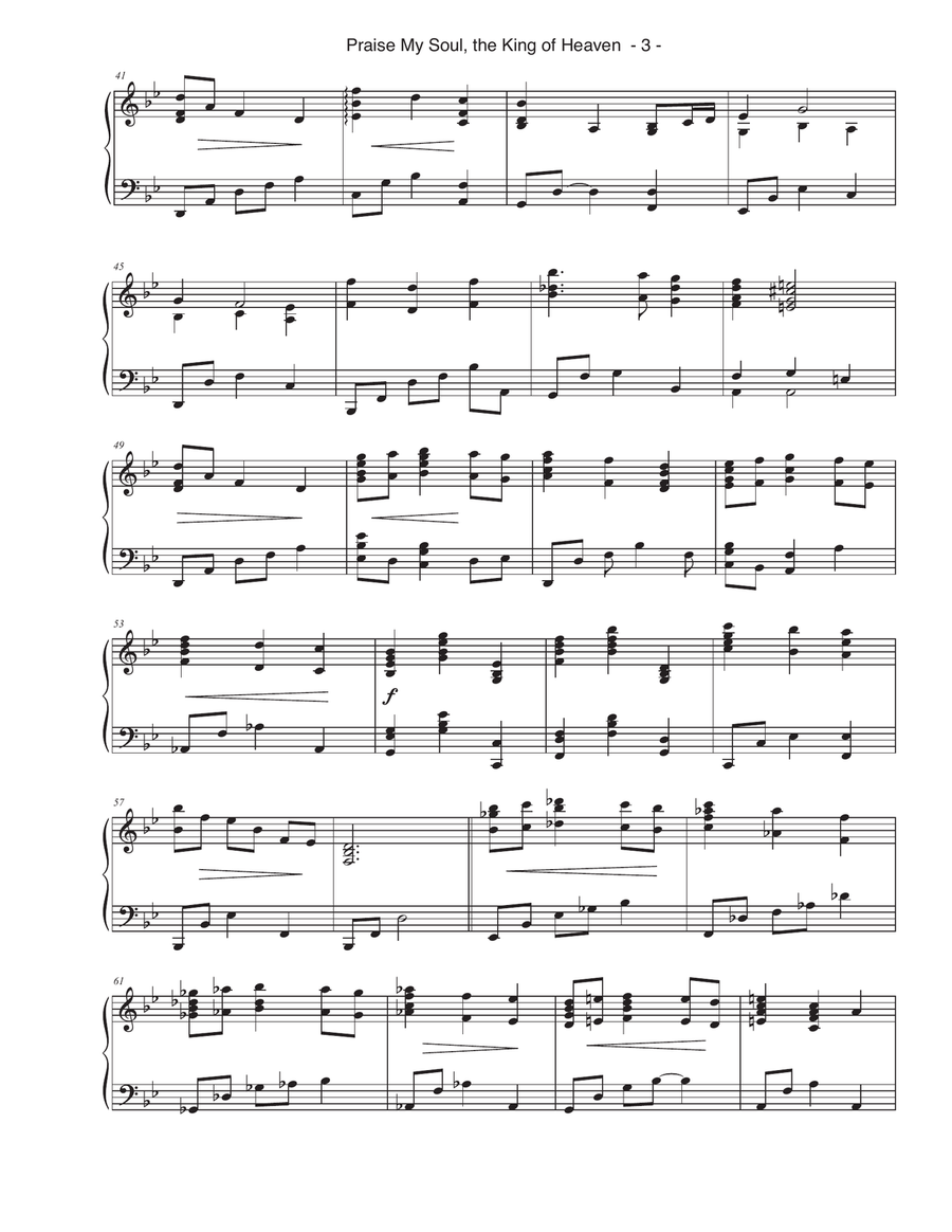 Praise My Soul, the King of Heaven Piano Solo scores gallery preview page 3