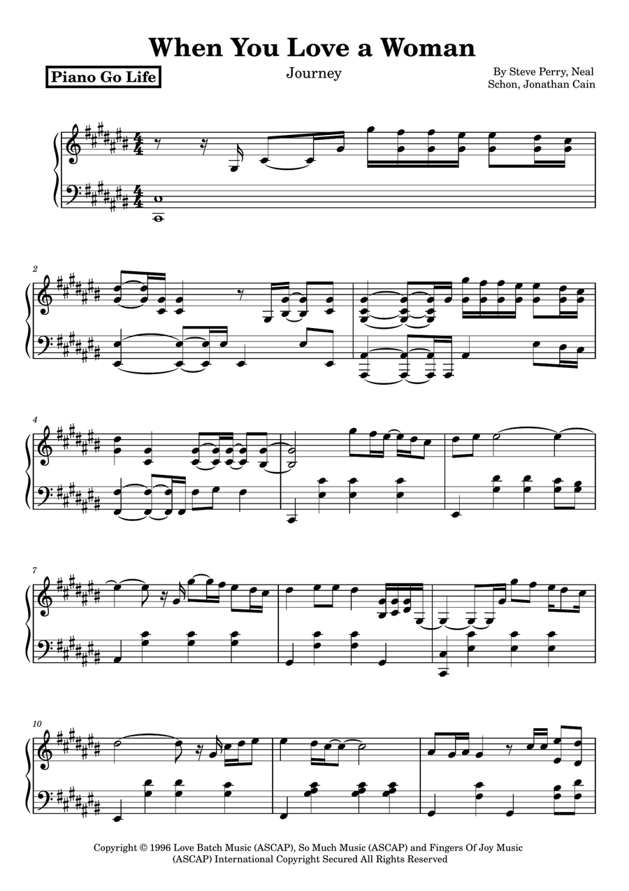 When You Love A Woman When You Love A Woman Piano Solo scores gallery preview page 1