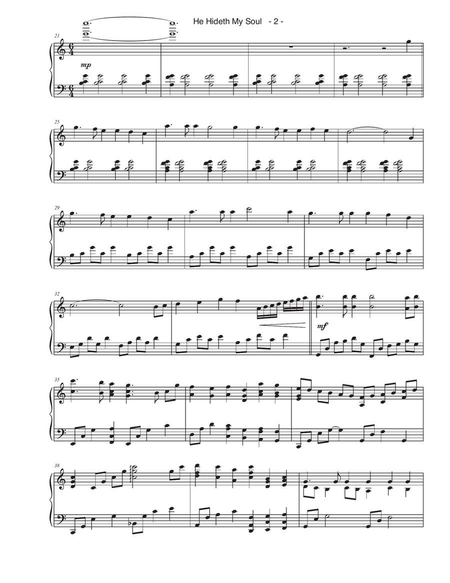 He Hideth My Soul Piano Solo scores gallery preview page 2