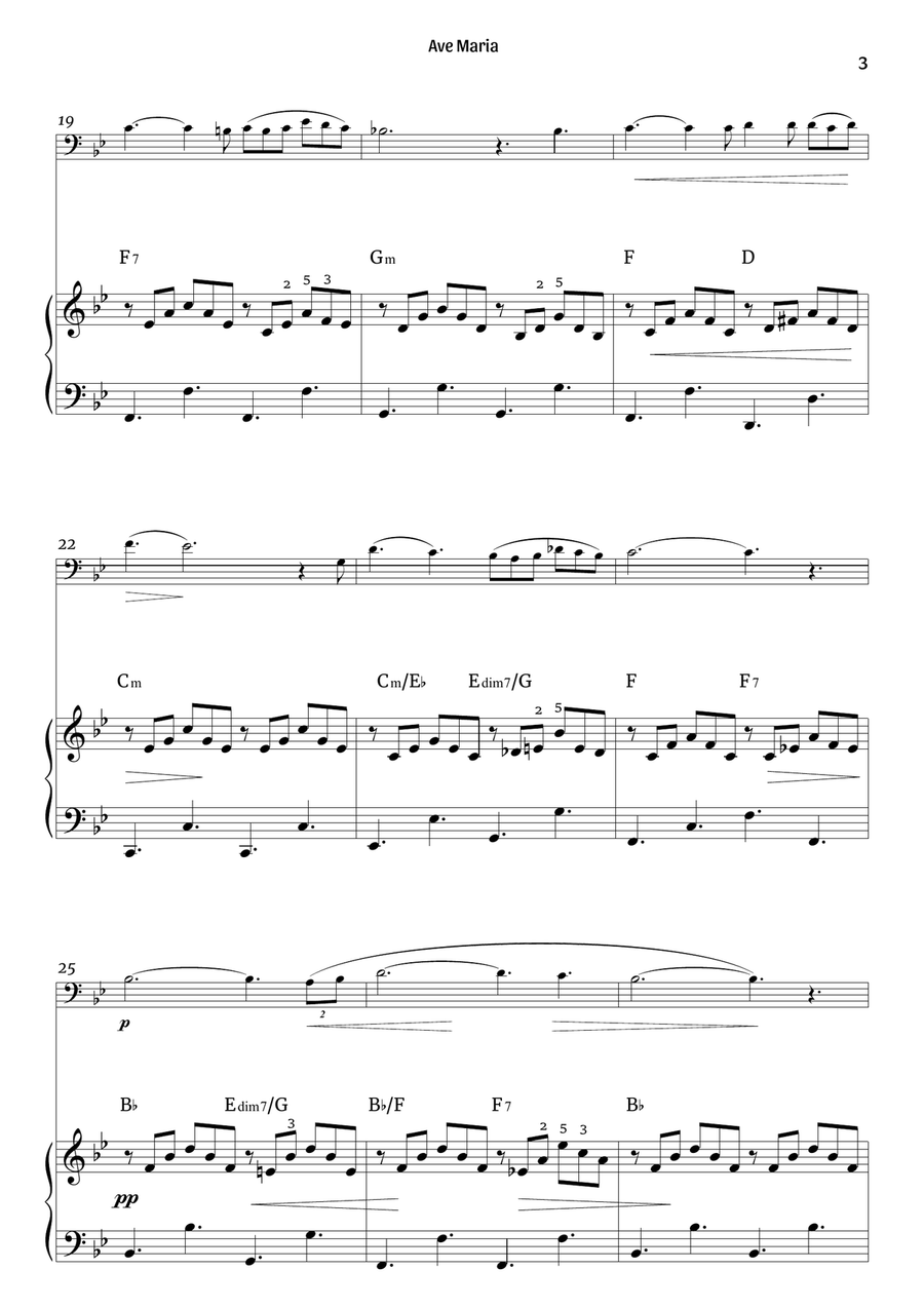 Ave Maria (cello and piano) Piano scores gallery preview page 3