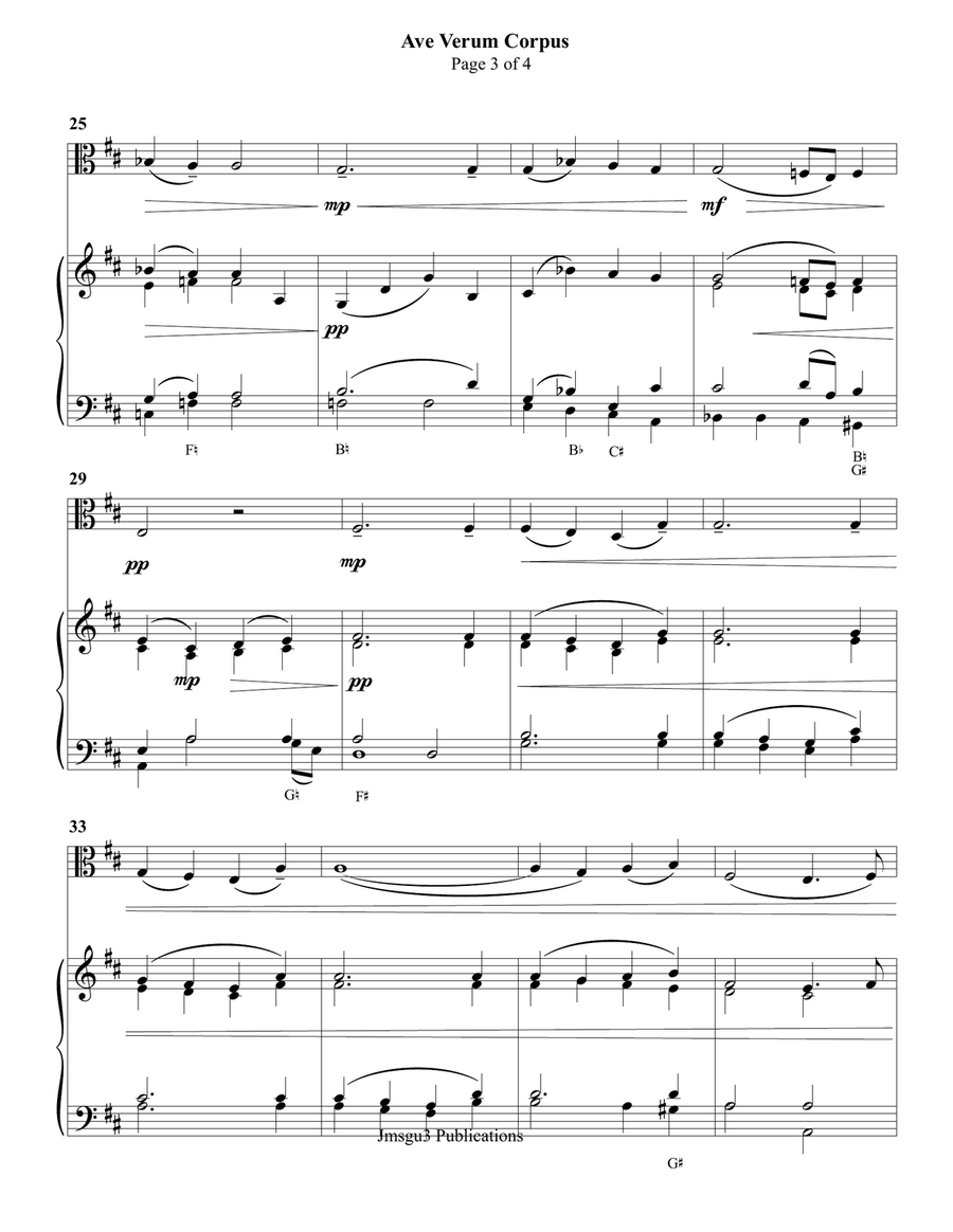 Mozart: Ave Verum Corpus for Viola & Harp String Duet scores gallery preview page 3