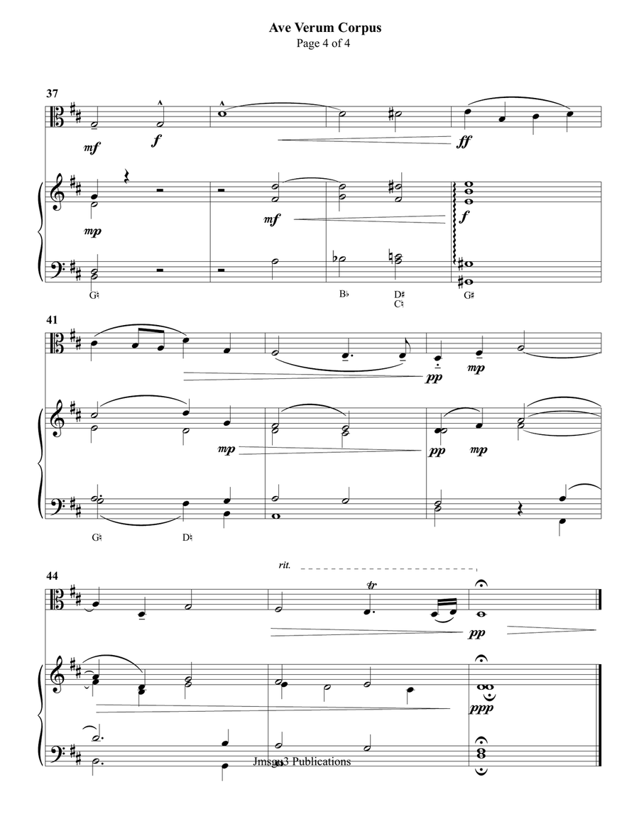Mozart: Ave Verum Corpus for Viola & Harp String Duet scores gallery preview page 4