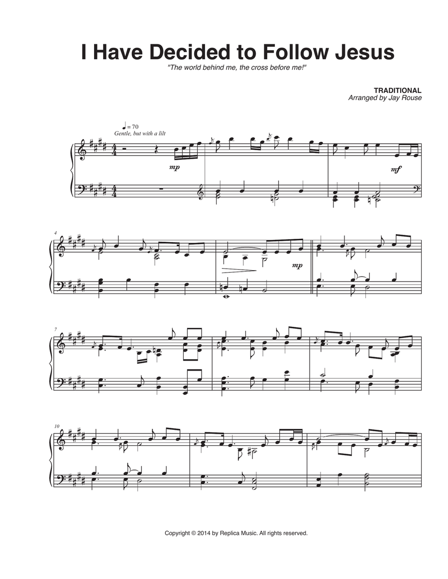 I Have Decided to Follow Jesus Piano Solo scores gallery preview page 1