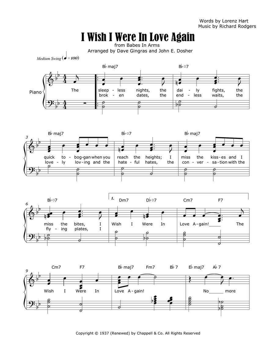 I Wish I Were In Love Again Piano, Vocal scores gallery preview page 1