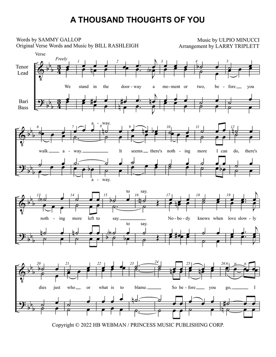 A Thousand Thoughts Of You TTBB scores gallery preview page 1