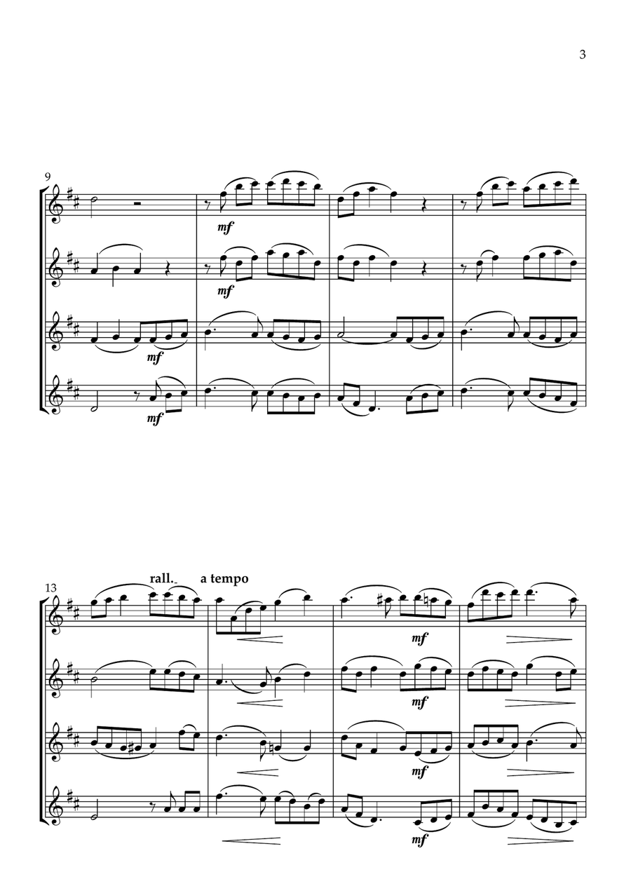 Londonderry Air (Danny Boy) Flute Quartet scores gallery preview page 3