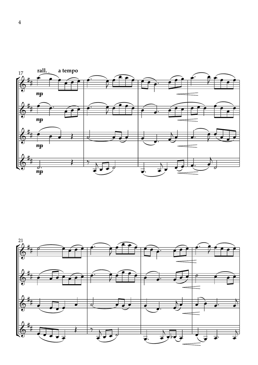 Londonderry Air (Danny Boy) Flute Quartet scores gallery preview page 4
