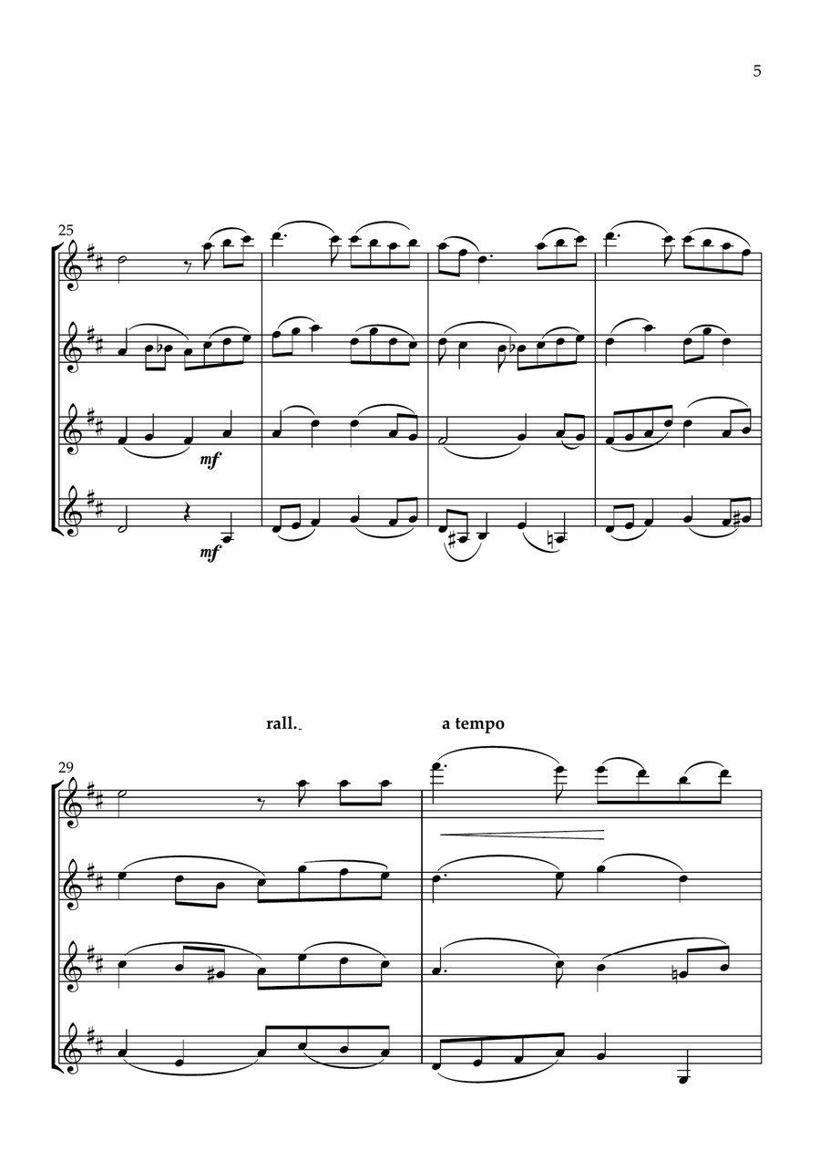 Londonderry Air (Danny Boy) Flute Quartet scores gallery preview page 5