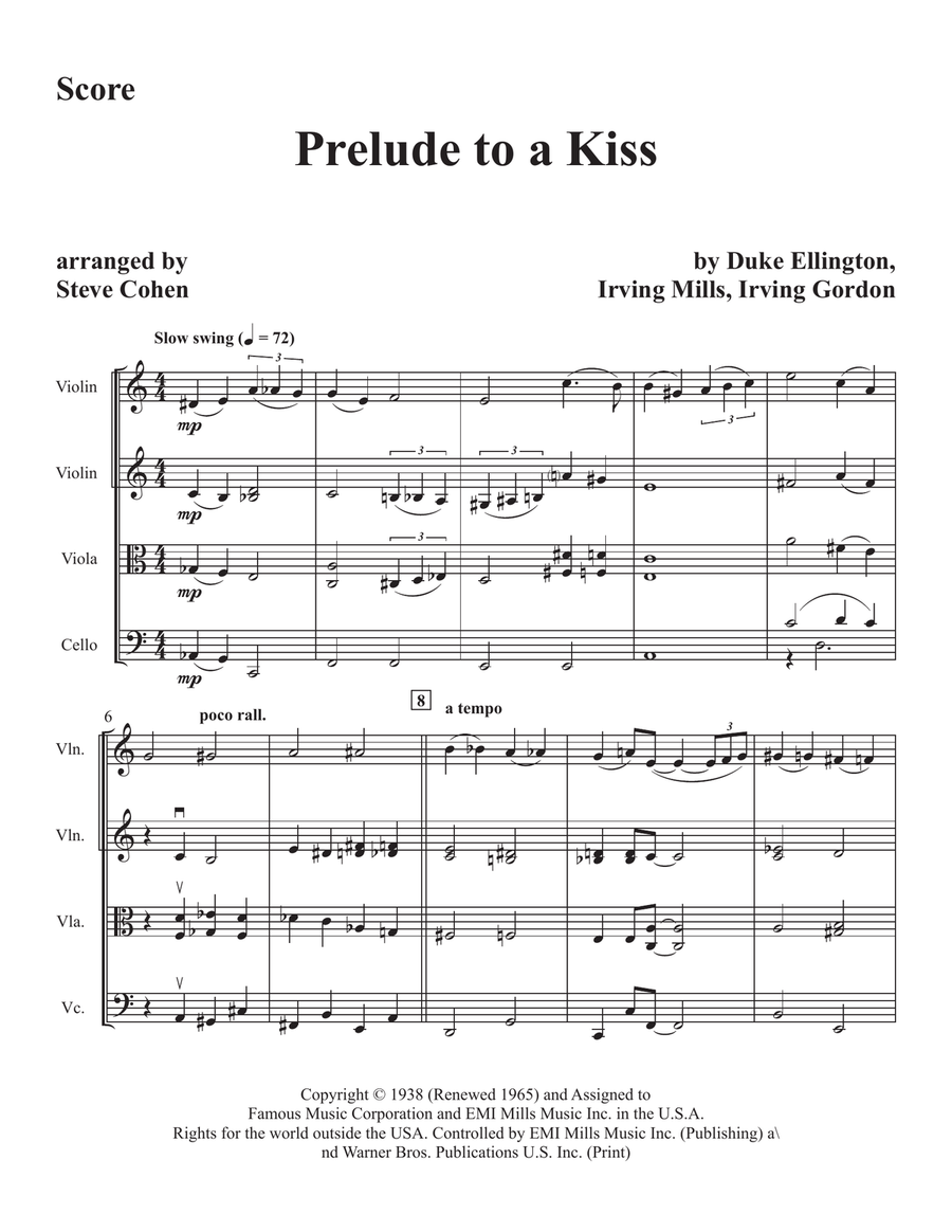 Prelude To A Kiss Prelude To A Kiss String Quartet scores gallery preview page 1
