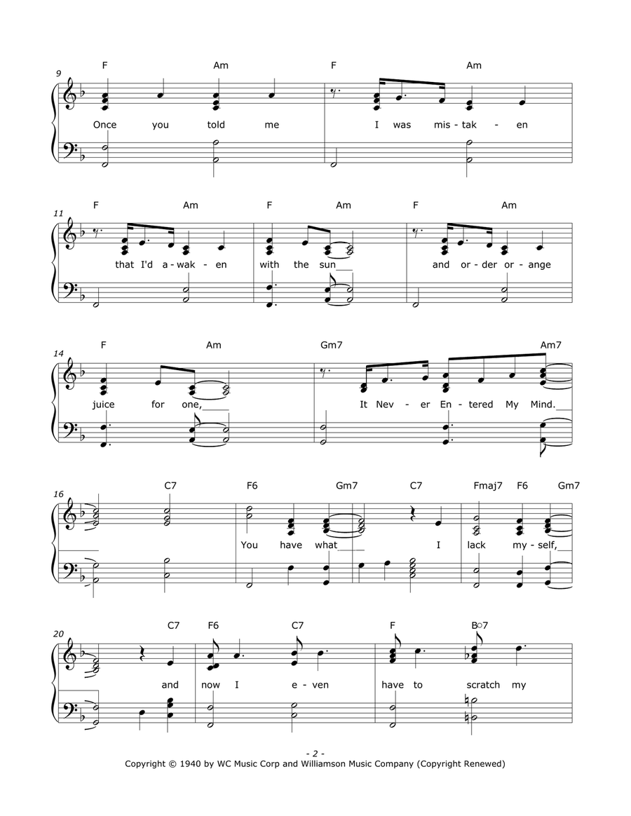 It Never Entered My Mind It Never Entered My Mind Piano, Vocal scores gallery preview page 2