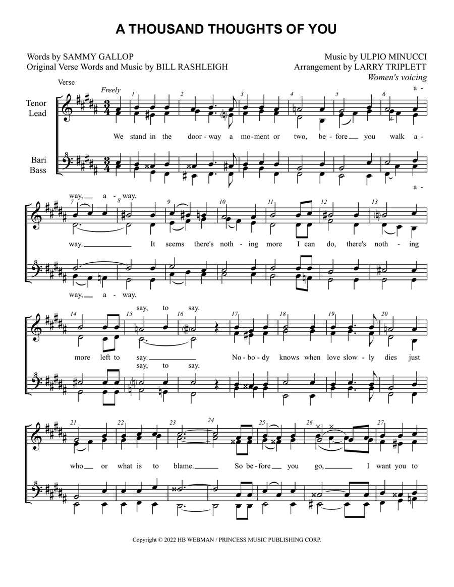 A Thousand Thoughts Of You SSAA scores gallery preview page 1