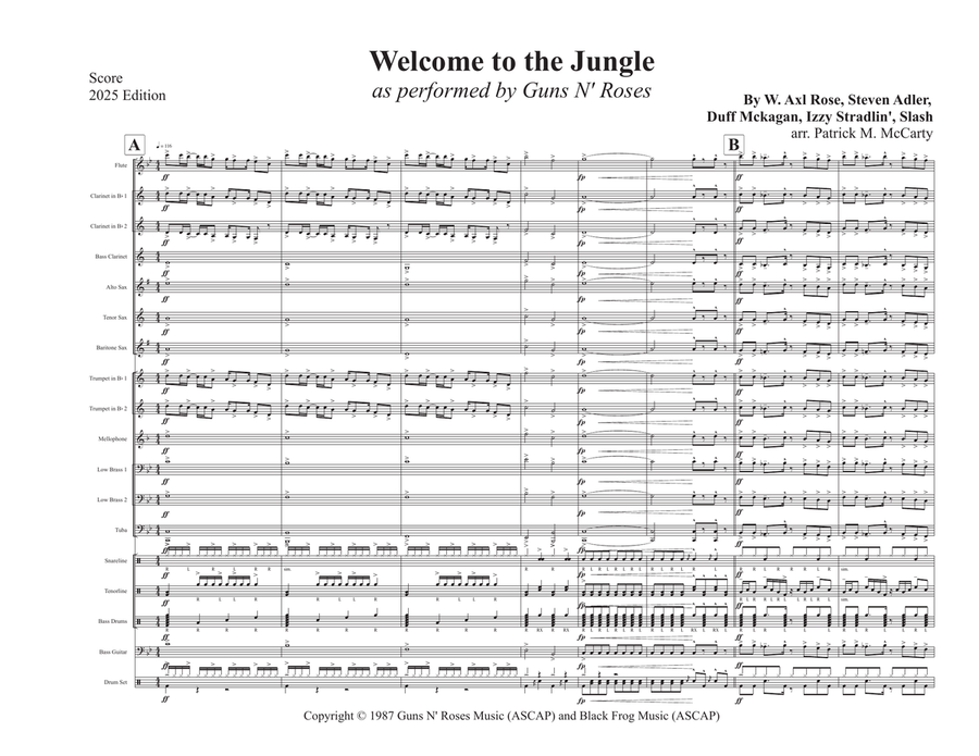 Welcome To The Jungle Welcome To The Jungle Marching Band scores gallery preview page 1
