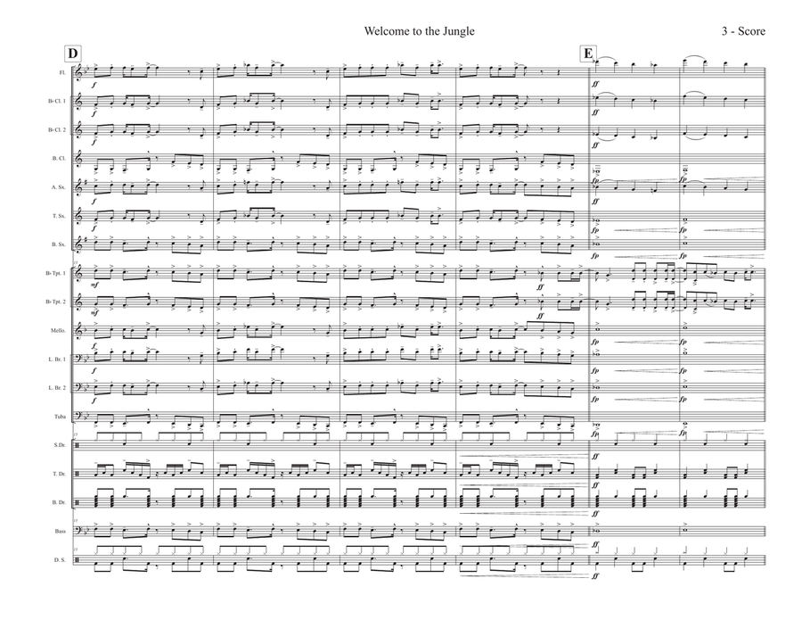 Welcome To The Jungle Welcome To The Jungle Marching Band scores gallery preview page 3