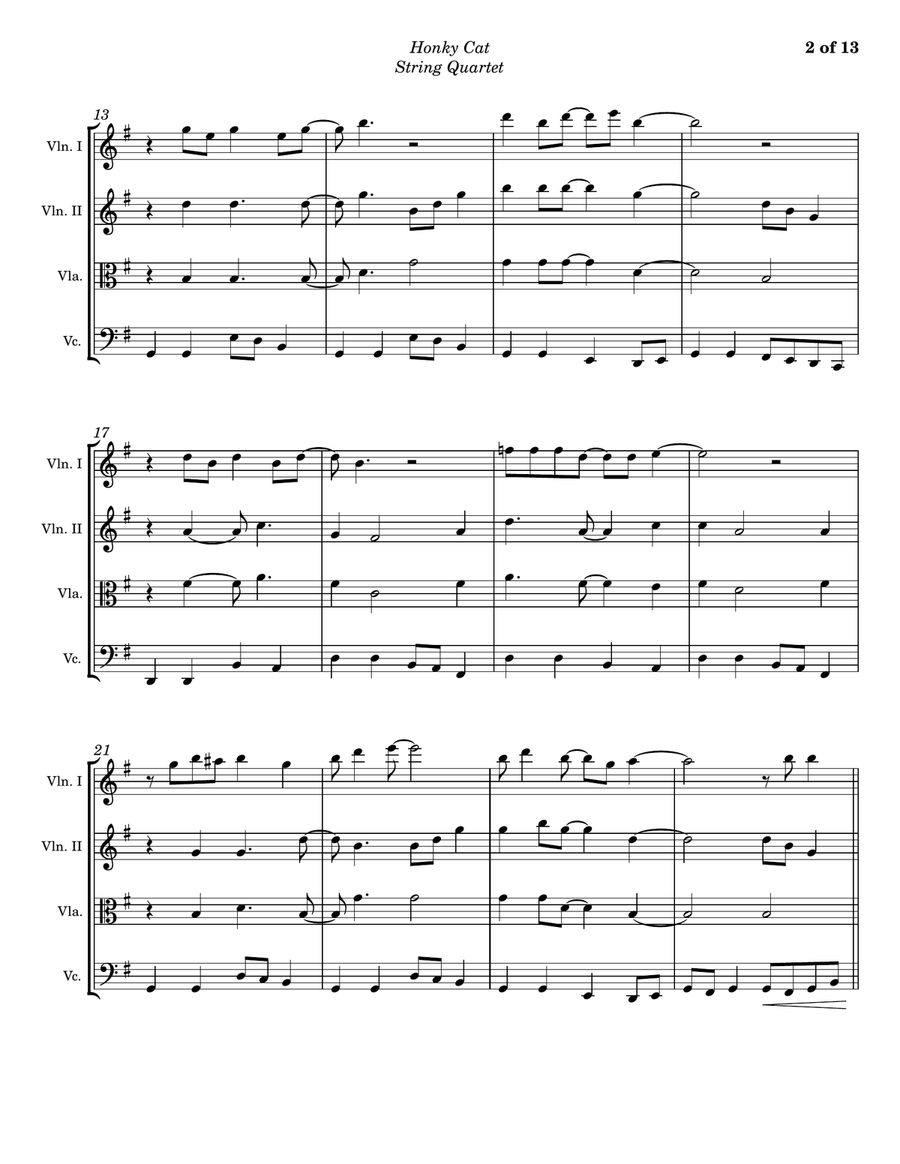 Honky Cat Honky Cat String Quartet scores gallery preview page 2