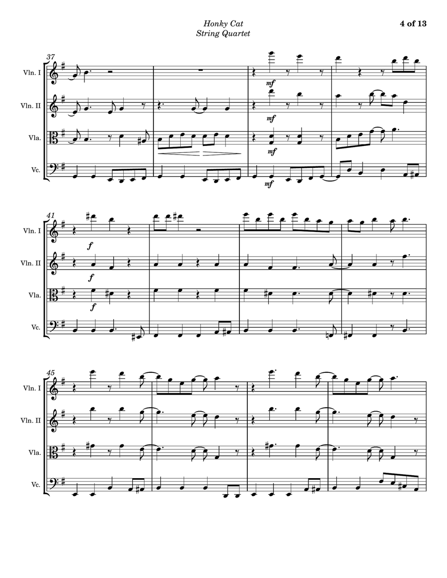 Honky Cat Honky Cat String Quartet scores gallery preview page 4
