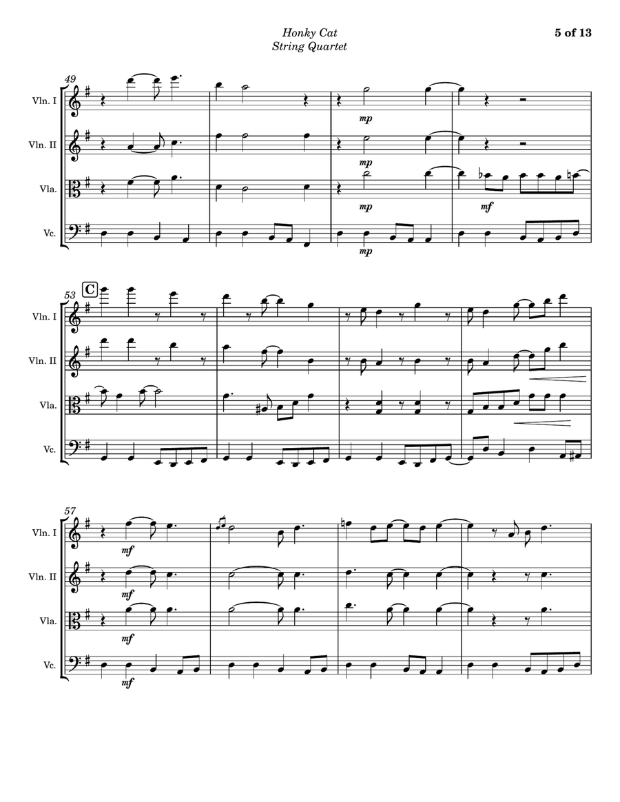 Honky Cat Honky Cat String Quartet scores gallery preview page 5