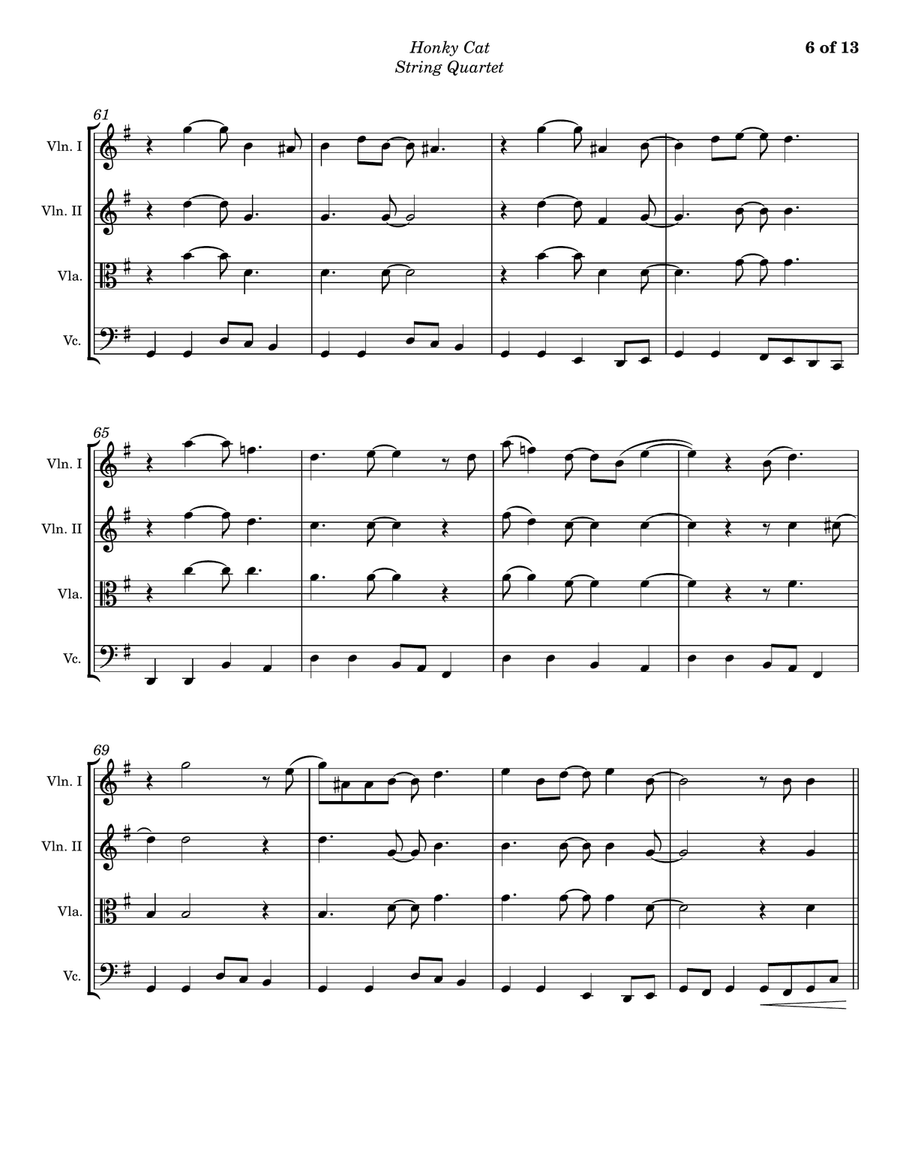 Honky Cat Honky Cat String Quartet scores gallery preview page 6