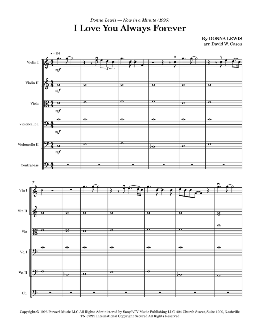 I Love You Always Forever String Orchestra scores gallery preview page 1
