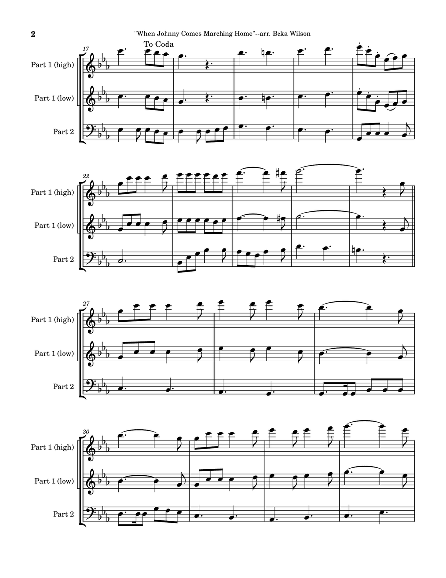 When Johnny Comes Marching Home--flex duet for C instruments Flute scores gallery preview page 2