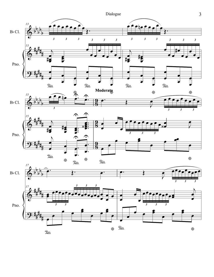 Dialogue - for Clarinet & Piano B-Flat Clarinet scores gallery preview page 3