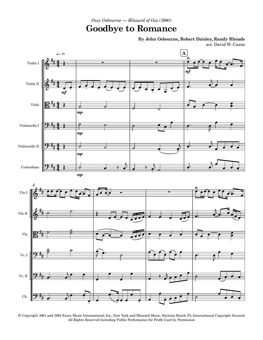 Goodbye To Romance String Orchestra scores gallery preview page 1