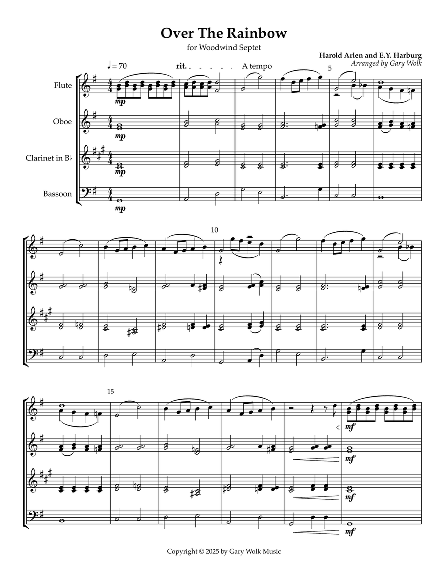 Over The Rainbow Over The Rainbow Woodwind Ensemble scores gallery preview page 1