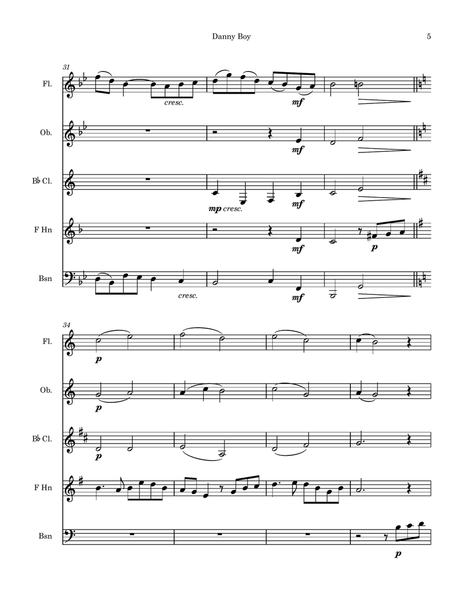 Danny Boy Danny Boy Woodwind Quintet scores gallery preview page 5