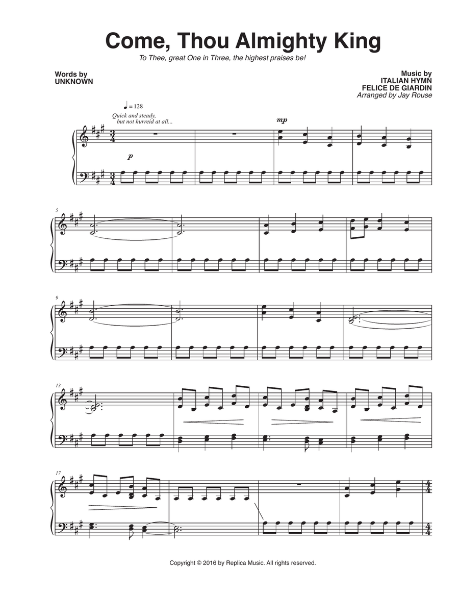 Come Thou Almighty King Piano Solo scores gallery preview page 1