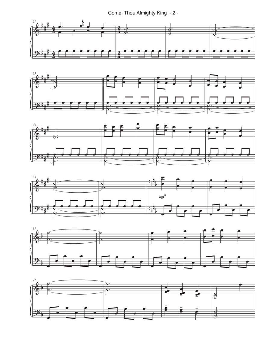 Come Thou Almighty King Piano Solo scores gallery preview page 2