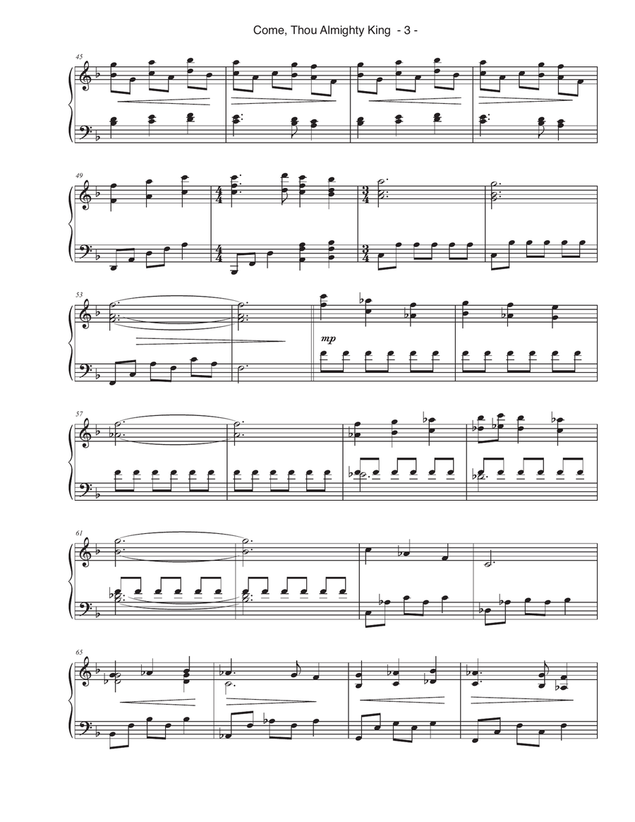 Come Thou Almighty King Piano Solo scores gallery preview page 3