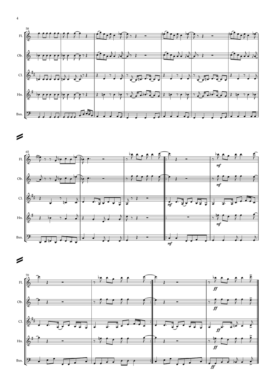 Drive My Car Woodwind Quintet scores gallery preview page 5