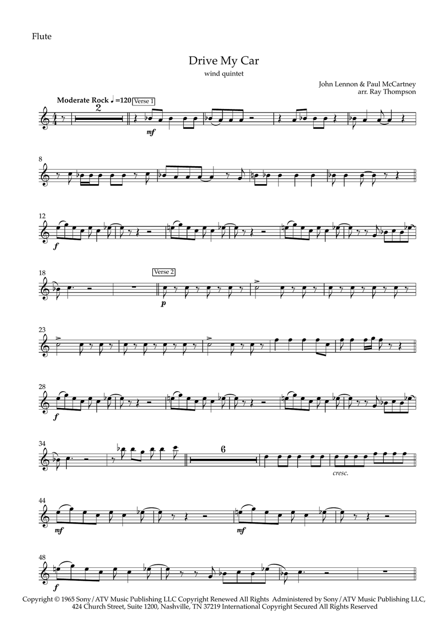 Drive My Car Woodwind Quintet scores gallery preview page 6