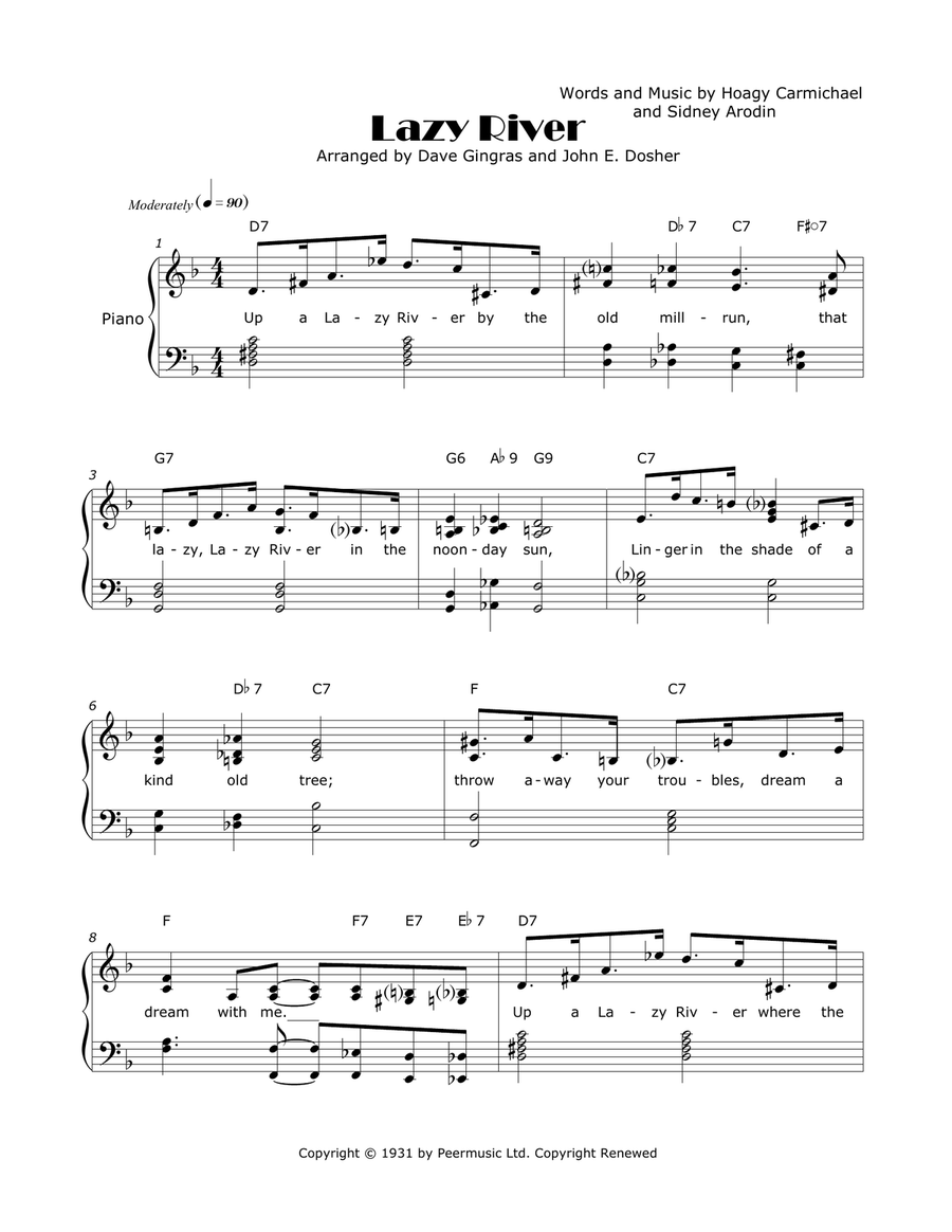 Lazy River Lazy River Piano, Vocal scores gallery preview page 1