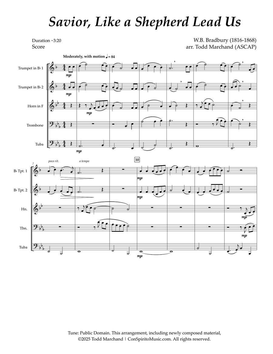 Savior, Like a Shepherd Lead Us — brass quintet Brass Quintet scores gallery preview page 2