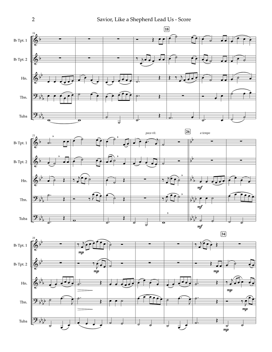 Savior, Like a Shepherd Lead Us — brass quintet Brass Quintet scores gallery preview page 3