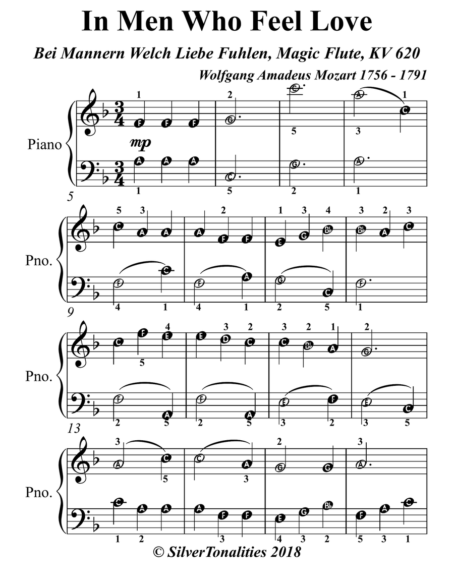 In Men Who Feel Love Bei Mannern Welch Liebe Fuhlen Magic Flute Easy Piano Sheet Music Easy Piano scores gallery preview page 2